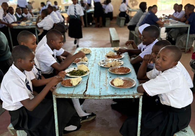 Students sharing a meal together in the Bidii Schools dining hall